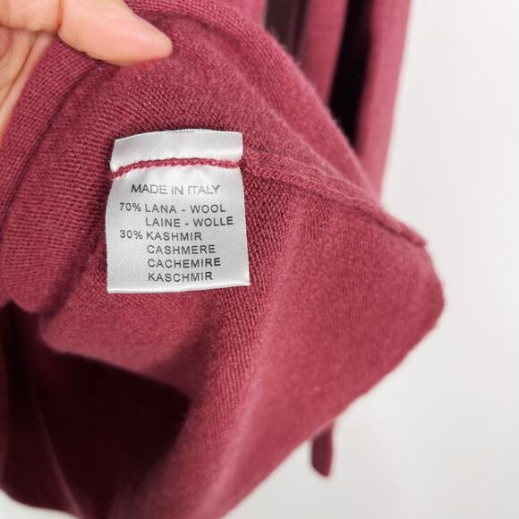 Reset Womens Wool Cashmere Removable Cowl Neck Tunic Sweater Mauve Pink Red - Picture 10 of 11